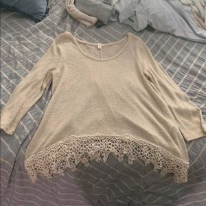 Cream top with detailed bottom